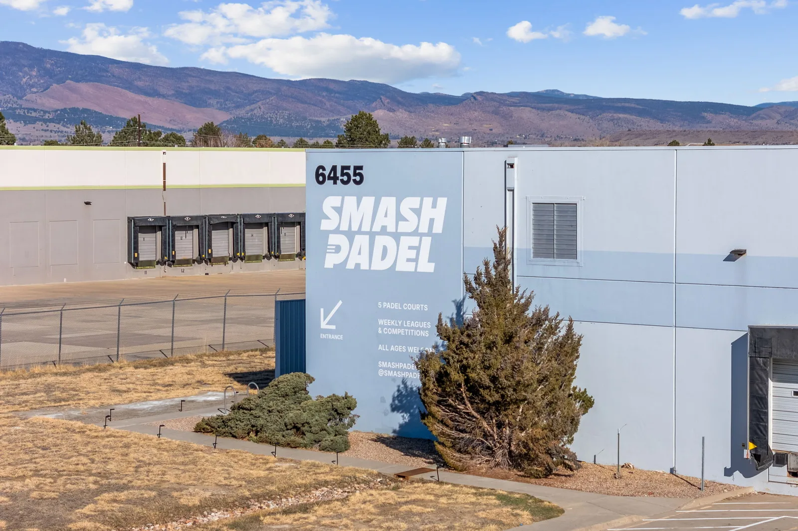 Smash Padel USA facility at 6455 Spine Road in Boulder
